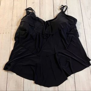 Black flowy layered Tankini Swim Top XL
